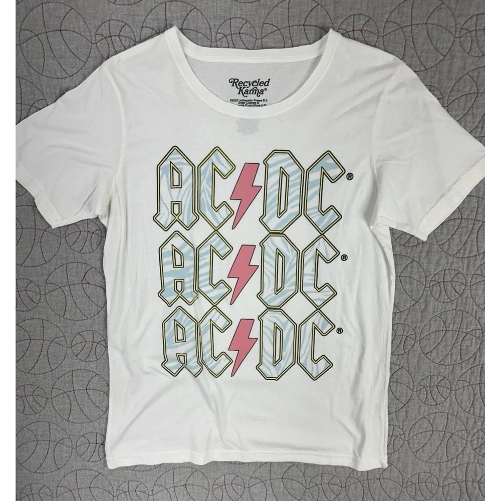 Recycled Karma AC/DC 19179 Crystal Graphic Tee Pastel Animal Print Logo / XL